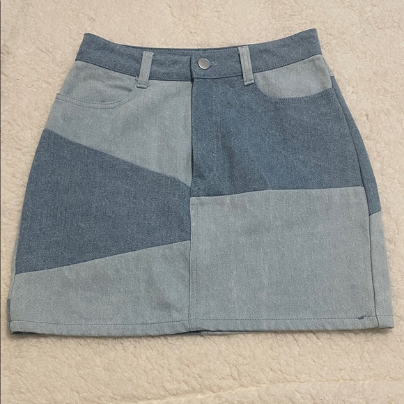 Altar'd State Dresses & Skirts - Altar'd State Blue Patchwork Mini Skirt